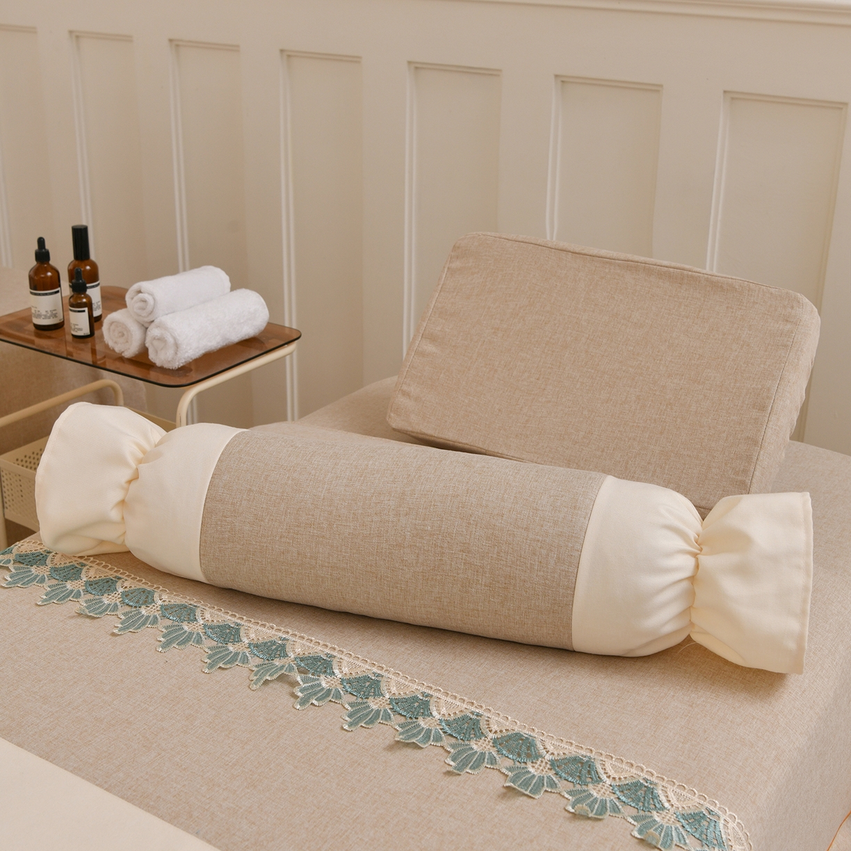 91家纺网 家纺一手货源 找家纺 莉人坊 2026新款彩棉麻床罩-富贵花开 富贵花开-米驼