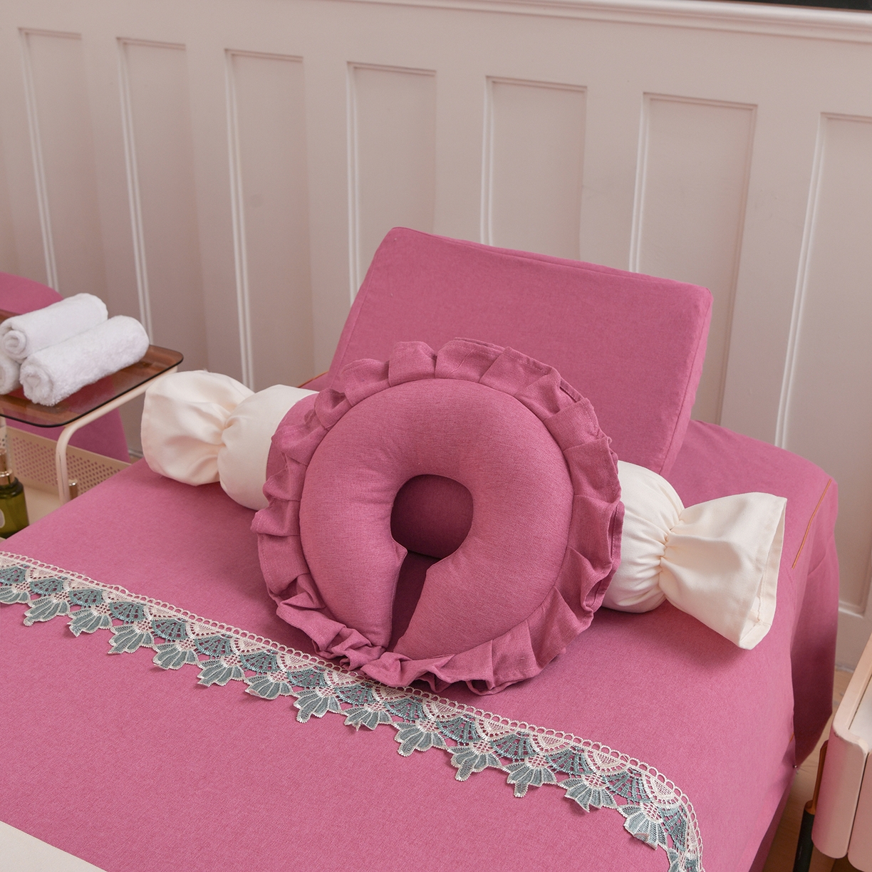 91家纺网 家纺一手货源 找家纺 莉人坊 2026新款彩棉麻床罩-富贵花开 富贵花开-玫红