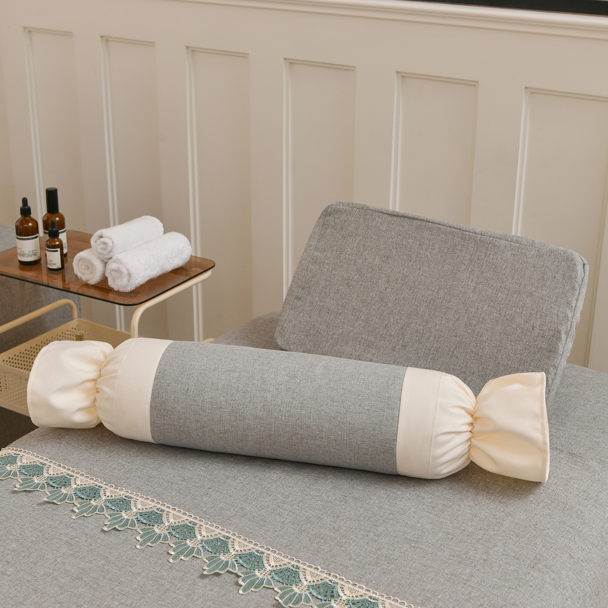 91家纺网 家纺一手货源 找家纺 莉人坊 2026新款彩棉麻床罩-富贵花开 富贵花开-雅灰