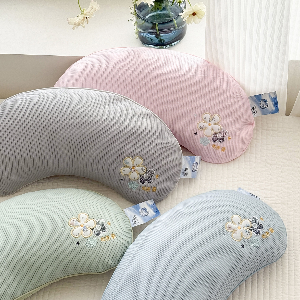 91家纺网 家纺一手货源 找家纺 （总）蔻眠 凉感丝花眠月牙荞麦护颈枕芯夏季凉豆豆枕头