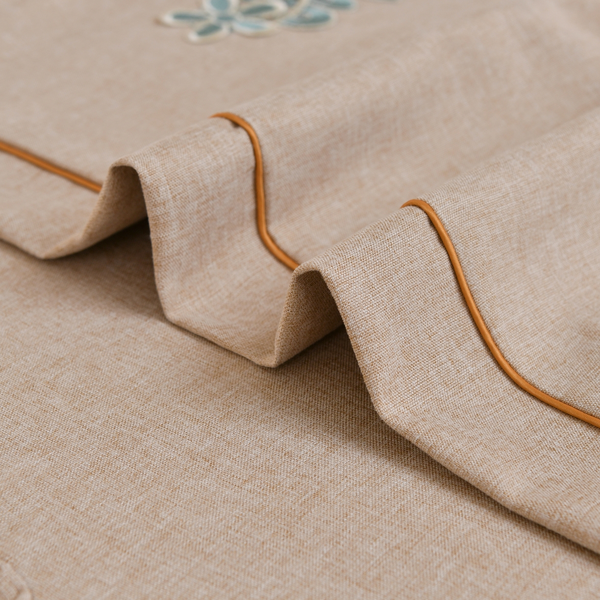 91家纺网 家纺一手货源 找家纺 莉人坊 2026新款彩棉麻床罩-富贵花开 富贵花开-米驼