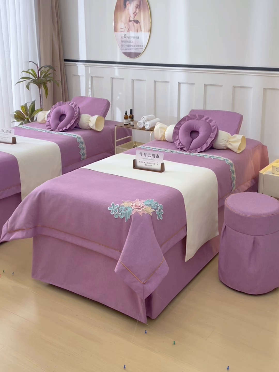 91家纺网 家纺一手货源 找家纺 莉人坊 2026新款彩棉麻床罩-富贵花开 富贵花开-幻紫