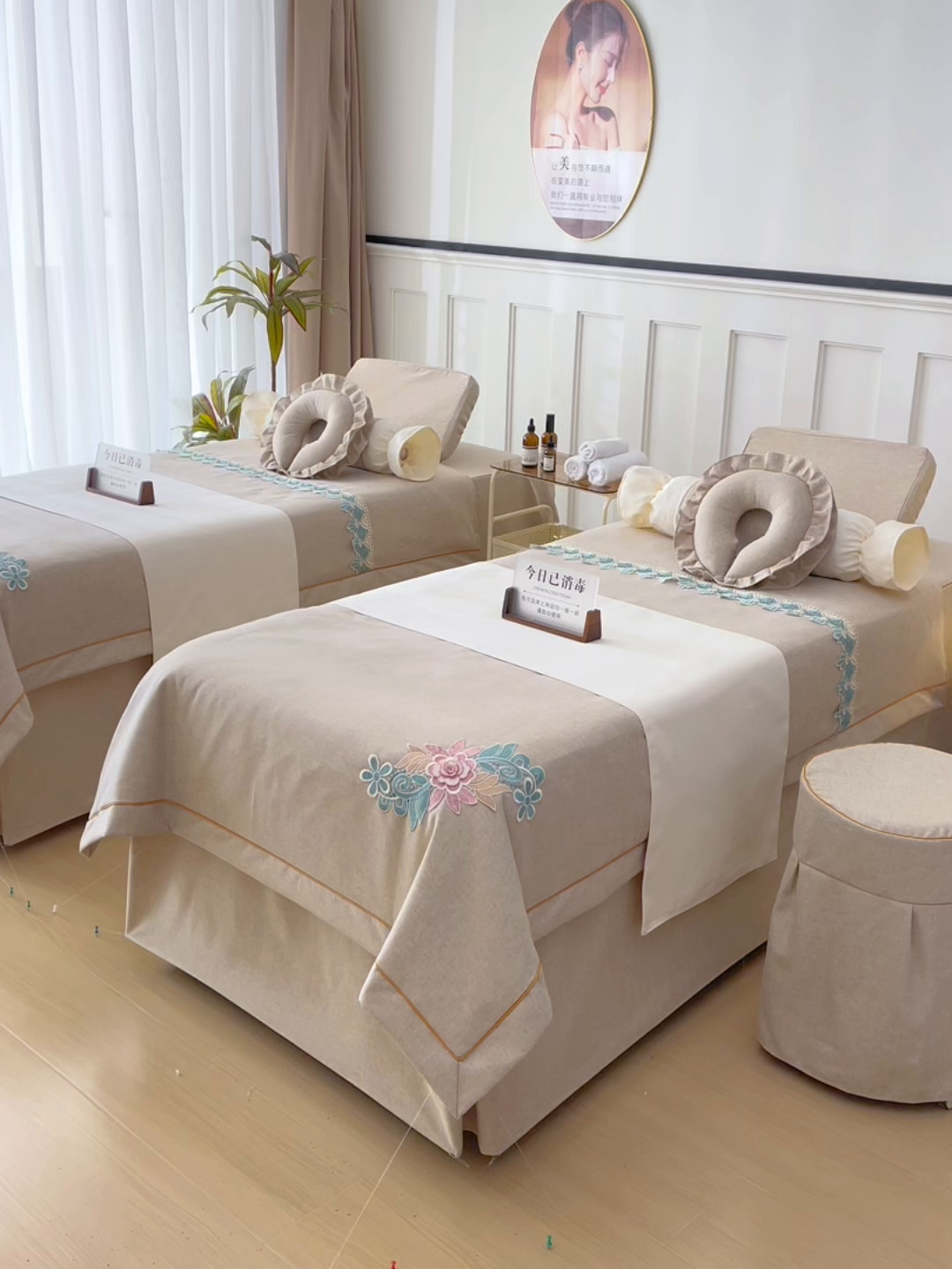 91家纺网 家纺一手货源 找家纺 莉人坊 2026新款彩棉麻床罩-富贵花开 富贵花开-米驼