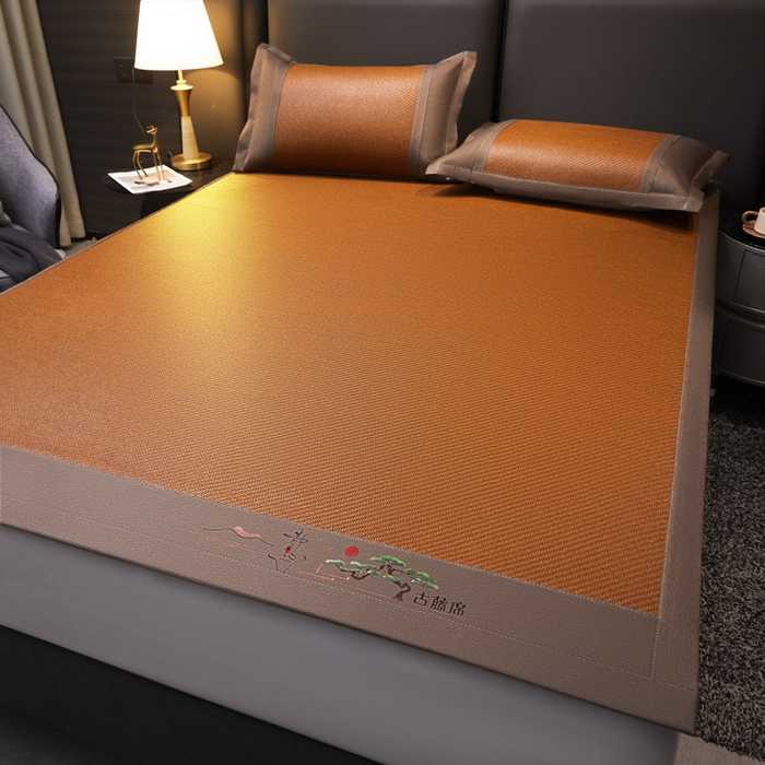 91家纺网 家纺一手货源 找家纺 可恩欣 2026新款全新A类第6代植物凉感古藤席-静心 平席 静心咖