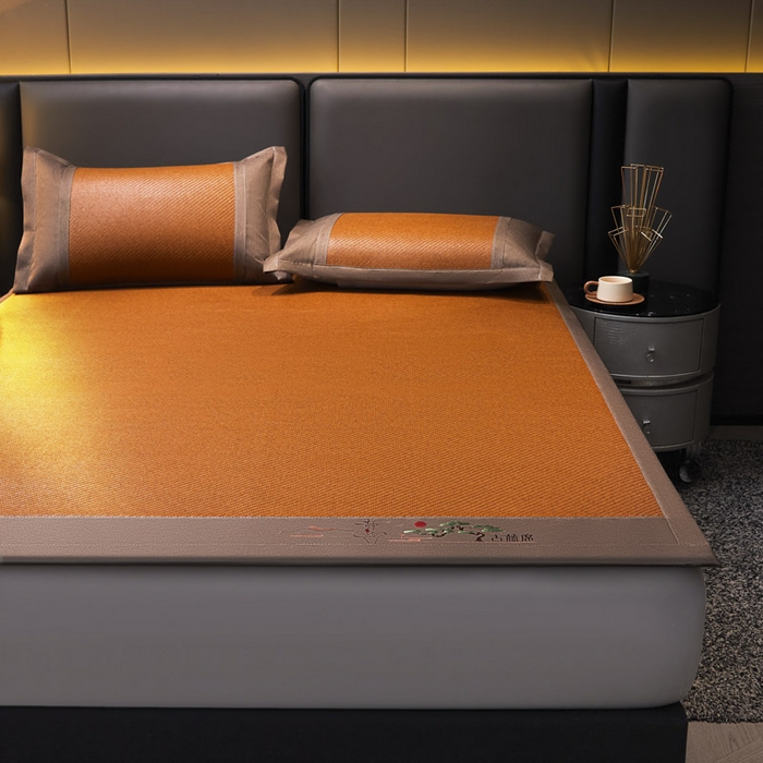 91家纺网 家纺一手货源 找家纺 可恩欣 2026新款全新A类第6代植物凉感古藤席-静心 平席 静心咖