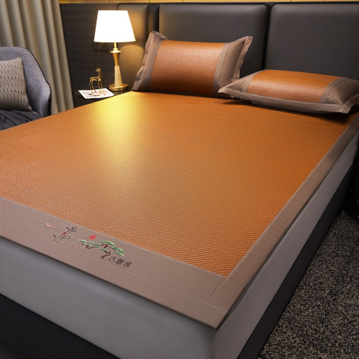 91家纺网 家纺一手货源 找家纺 可恩欣 2026新款全新A类第6代植物凉感古藤席-静心 平席 静心咖