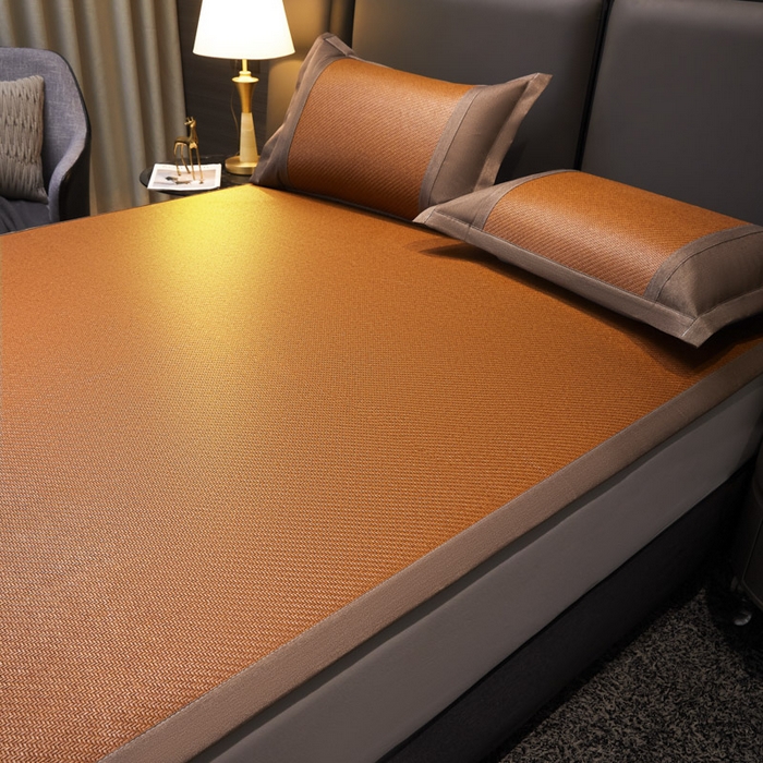 91家纺网 家纺一手货源 找家纺 可恩欣 2026新款全新A类第6代植物凉感古藤席-静心 平席 静心咖