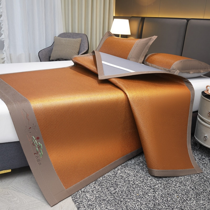 91家纺网 家纺一手货源 找家纺 可恩欣 2026新款全新A类第6代植物凉感古藤席-静心 平席 静心咖