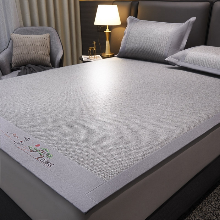 91家纺网 家纺一手货源 找家纺 可恩欣 2026新款全新A类第6代植物凉感古藤席-静心 平席 静心灰