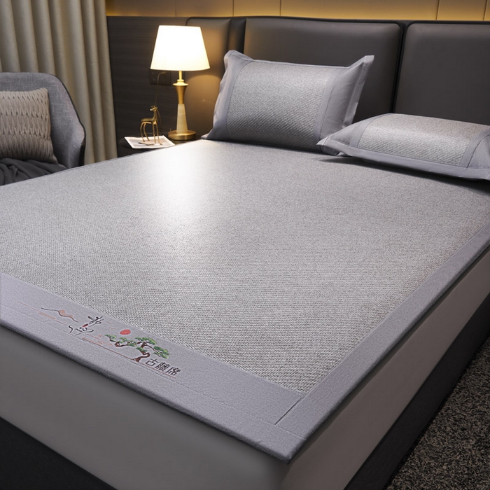 91家纺网 家纺一手货源 找家纺 可恩欣 2026新款全新A类第6代植物凉感古藤席-静心 平席 静心灰