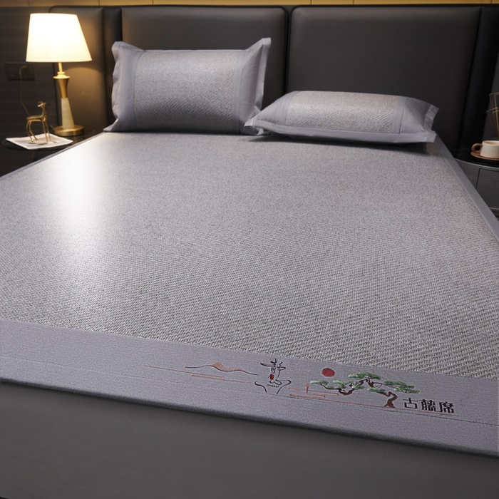 91家纺网 家纺一手货源 找家纺 可恩欣 2026新款全新A类第6代植物凉感古藤席-静心 平席 静心灰