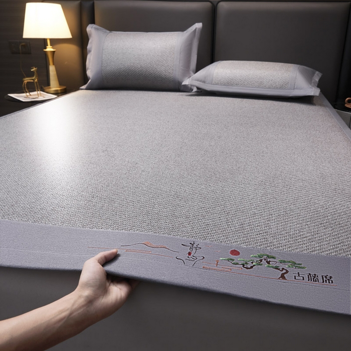 91家纺网 家纺一手货源 找家纺 可恩欣 2026新款全新A类第6代植物凉感古藤席-静心 平席 静心灰