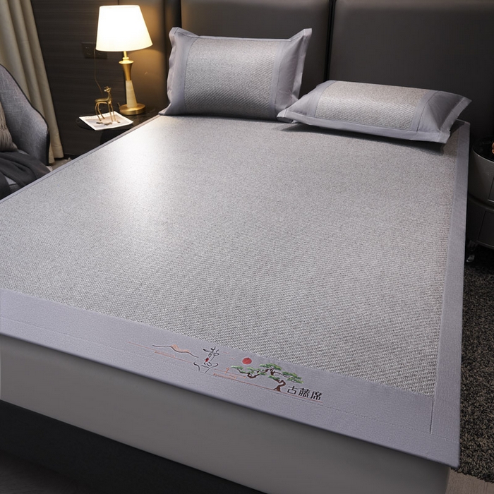 91家纺网 家纺一手货源 找家纺 可恩欣 2026新款全新A类第6代植物凉感古藤席-静心 平席 静心灰