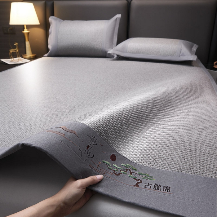 91家纺网 家纺一手货源 找家纺 可恩欣 2026新款全新A类第6代植物凉感古藤席-静心 平席 静心灰