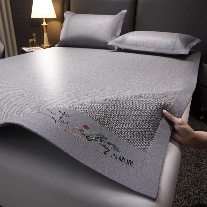 91家纺网 家纺一手货源 找家纺 可恩欣 2026新款全新A类第6代植物凉感古藤席-静心 平席 静心灰