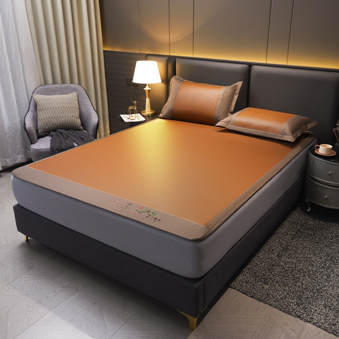 91家纺网 家纺一手货源 找家纺 可恩欣 2026新款全新A类第6代植物凉感古藤席-静心 床笠 静心咖