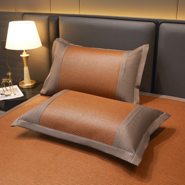 91家纺网 家纺一手货源 找家纺 可恩欣 2026新款全新A类第6代植物凉感古藤席-静心 床笠 静心咖