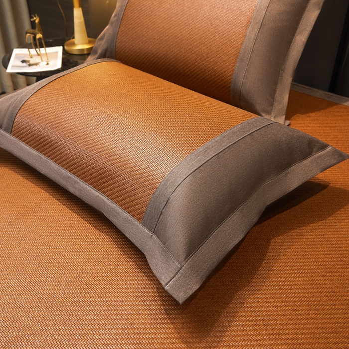 91家纺网 家纺一手货源 找家纺 可恩欣 2026新款全新A类第6代植物凉感古藤席-静心 床笠 静心咖