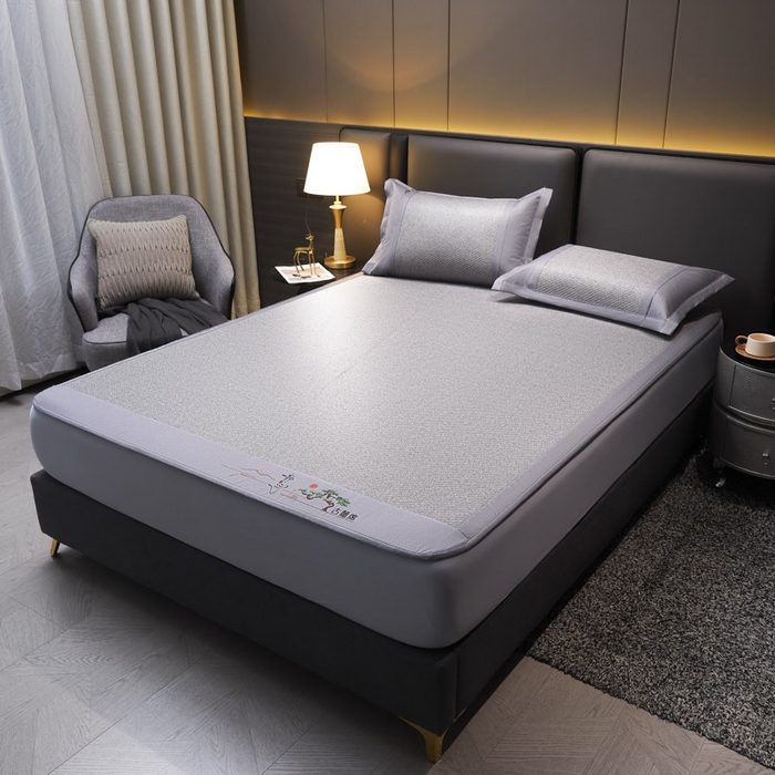 91家纺网 家纺一手货源 找家纺 可恩欣 2026新款全新A类第6代植物凉感古藤席-静心 床笠 静心灰