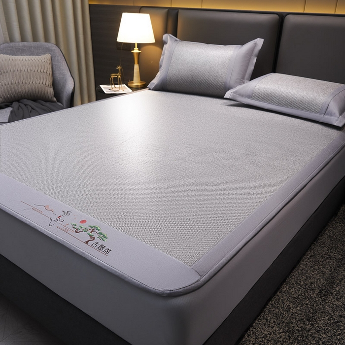 91家纺网 家纺一手货源 找家纺 可恩欣 2026新款全新A类第6代植物凉感古藤席-静心 床笠 静心灰