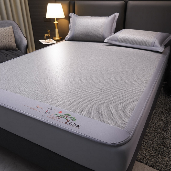 91家纺网 家纺一手货源 找家纺 可恩欣 2026新款全新A类第6代植物凉感古藤席-静心 床笠 静心灰