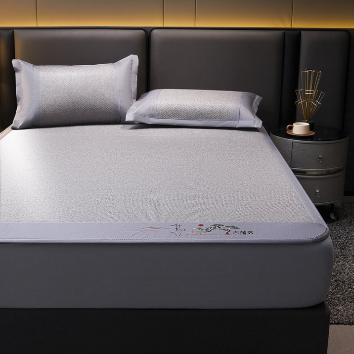 91家纺网 家纺一手货源 找家纺 可恩欣 2026新款全新A类第6代植物凉感古藤席-静心 床笠 静心灰