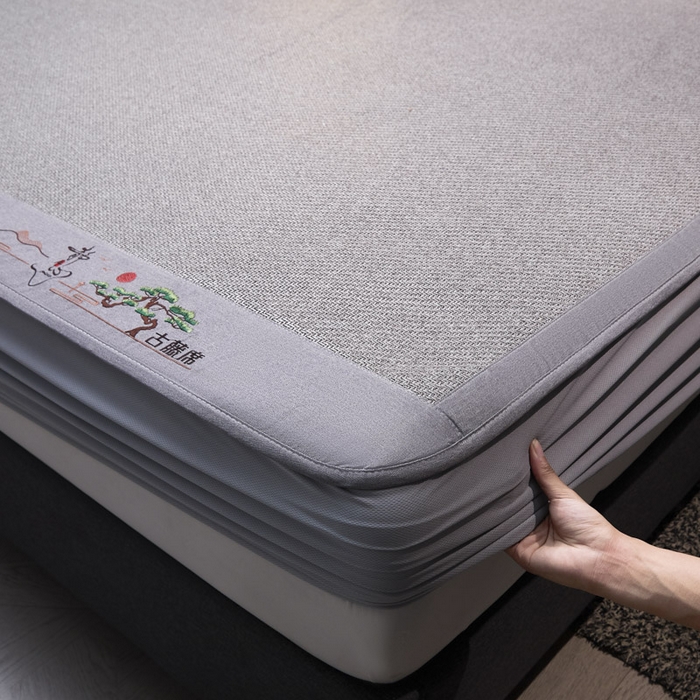 91家纺网 家纺一手货源 找家纺 可恩欣 2026新款全新A类第6代植物凉感古藤席-静心 床笠 静心灰