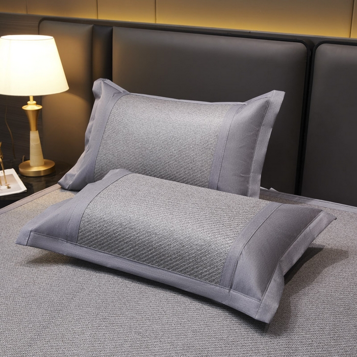 91家纺网 家纺一手货源 找家纺 可恩欣 2026新款全新A类第6代植物凉感古藤席-静心 床笠 静心灰