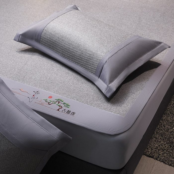 91家纺网 家纺一手货源 找家纺 可恩欣 2026新款全新A类第6代植物凉感古藤席-静心 床笠 静心灰