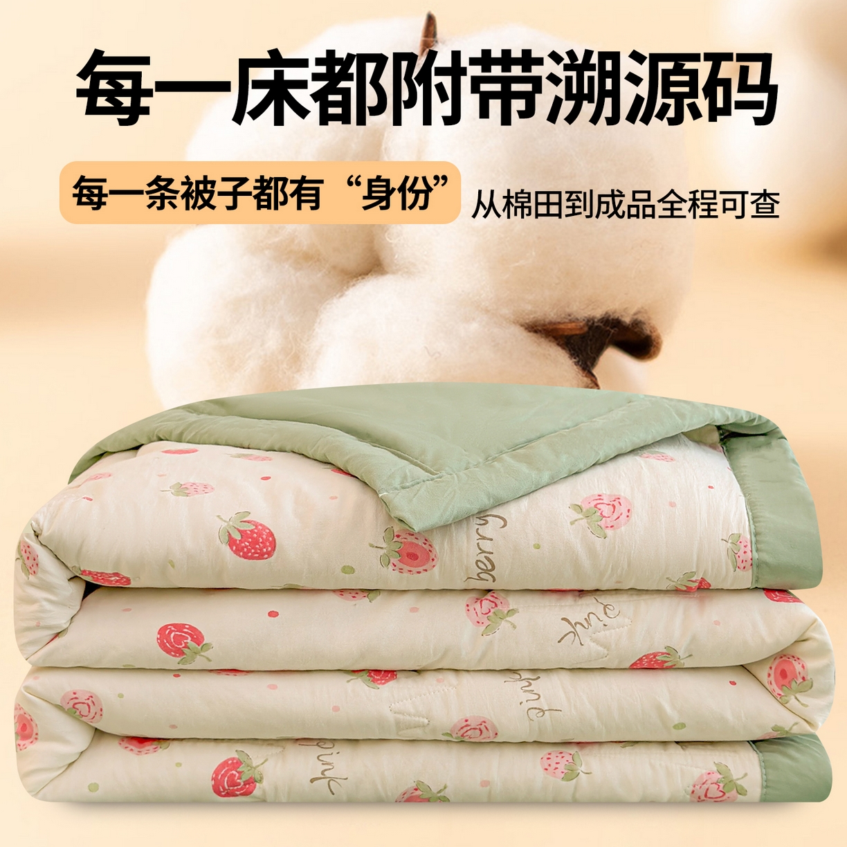 91家纺网 家纺一手货源 找家纺 2026新款A类直播爆款凌香棉花夏被空调被夏凉被 凌香草莓甜心