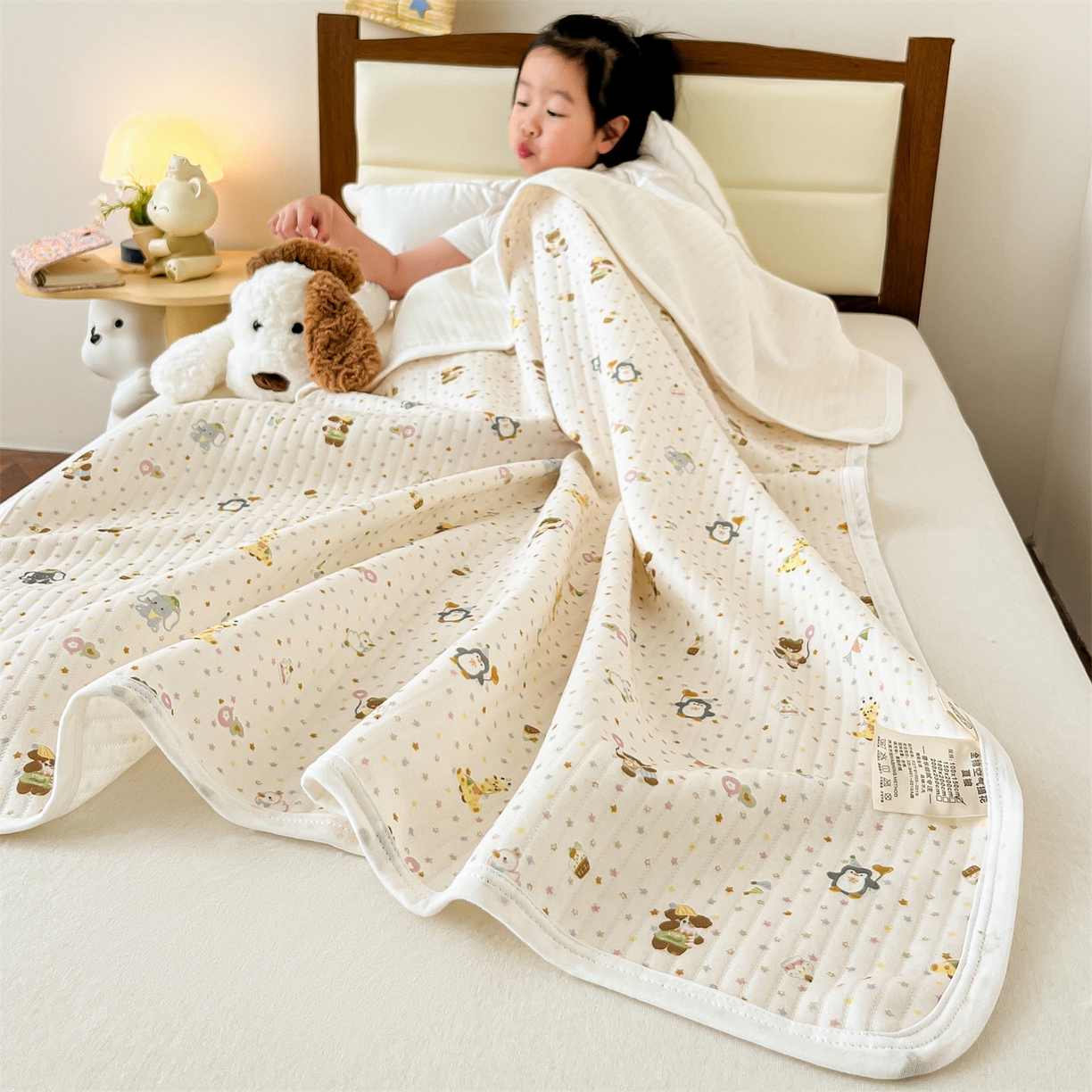 91家纺网 家纺一手货源 找家纺 沐珩家纺 2026新款A类全棉空气印花夏被盖毯幼儿园午睡盖毯床盖夏被 儿童盖毯-星星动物园