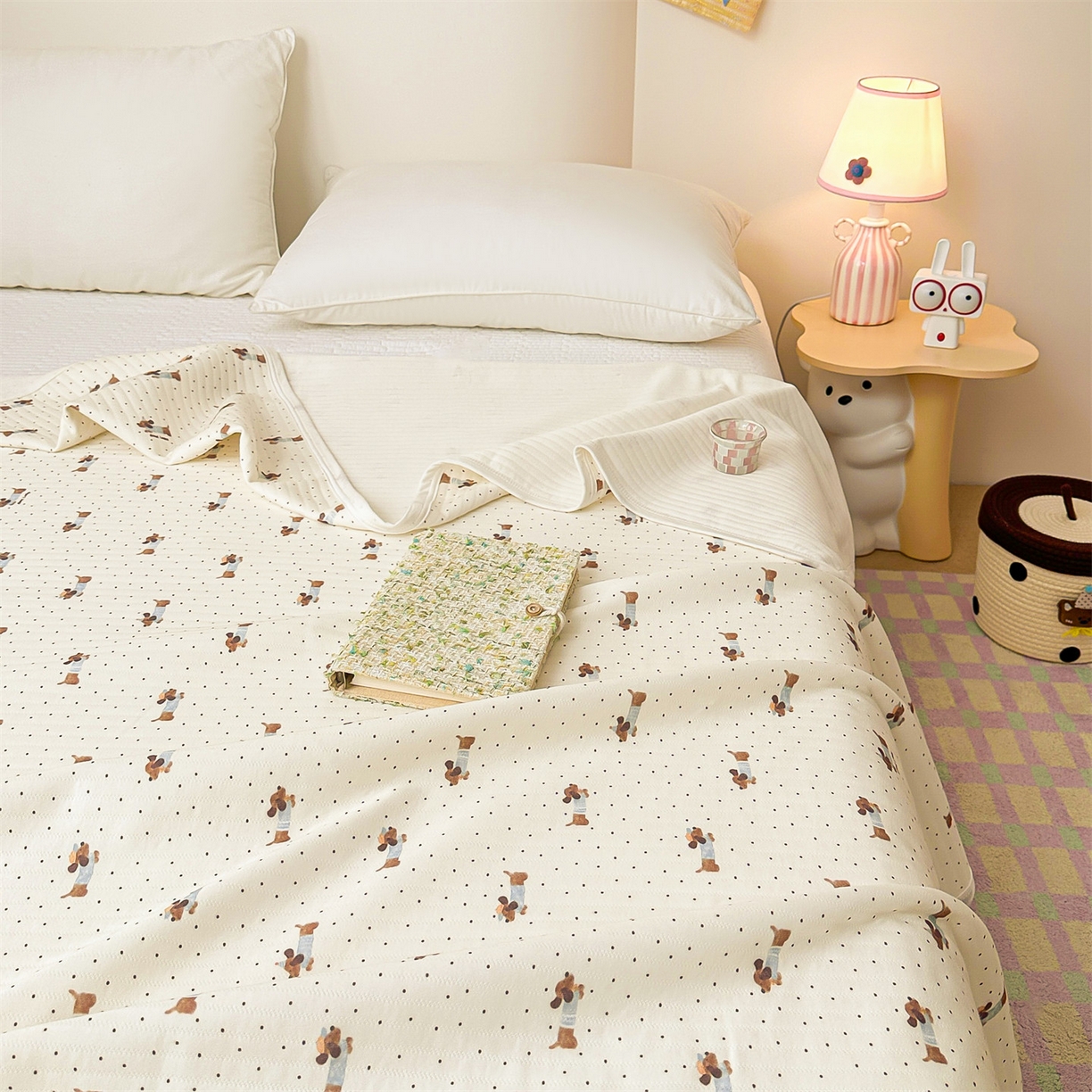 91家纺网 家纺一手货源 找家纺 沐珩家纺 2026新款A类全棉空气印花夏被盖毯幼儿园午睡盖毯床盖夏被 儿童盖毯-点点狗