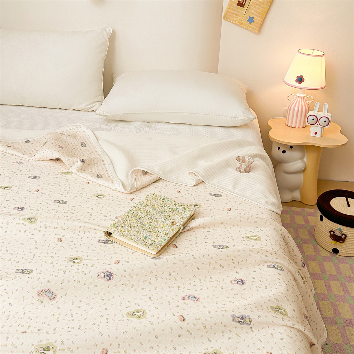 91家纺网 家纺一手货源 找家纺 沐珩家纺 2026新款A类全棉空气印花夏被盖毯幼儿园午睡盖毯床盖夏被 儿童盖毯-比得兔