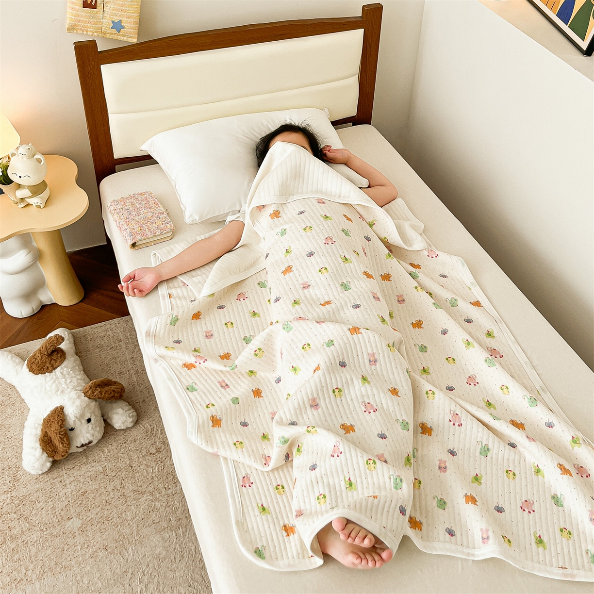 91家纺网 家纺一手货源 找家纺 沐珩家纺 2026新款A类全棉空气印花夏被盖毯幼儿园午睡盖毯床盖夏被 儿童盖毯-彩蛋小象