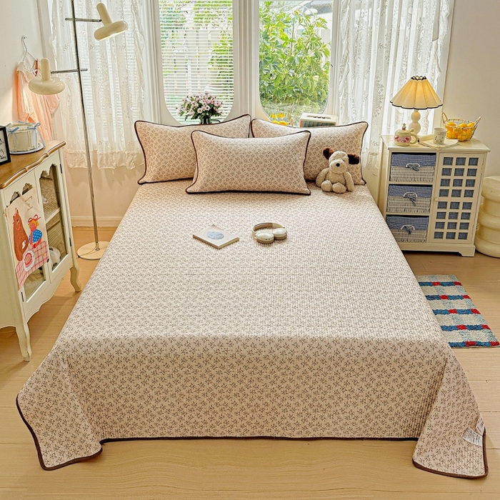 91家纺网 家纺一手货源 找家纺 （总）文黛家居 2026新款全棉双层纱床盖款三件套