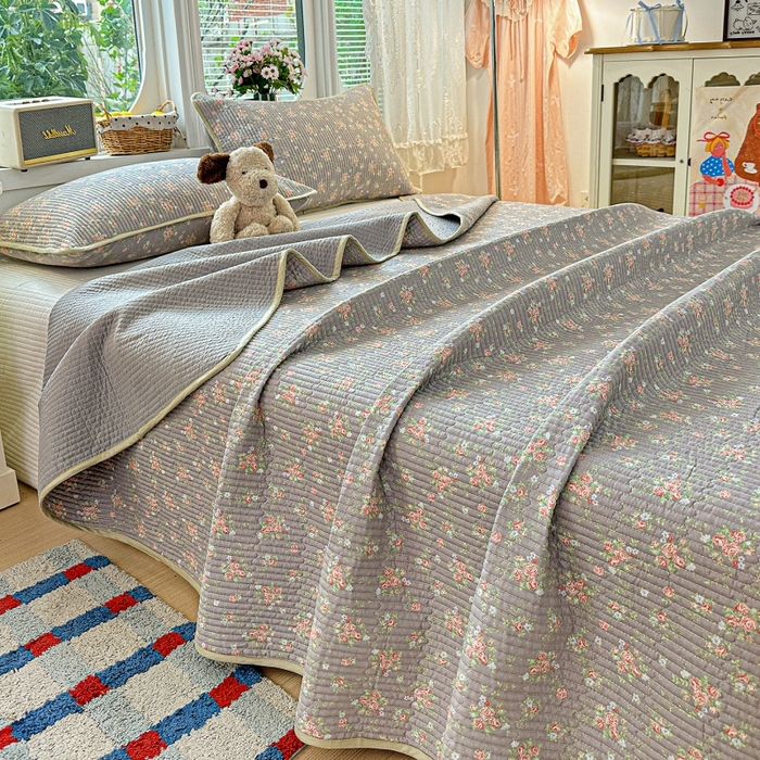 91家纺网 家纺一手货源 找家纺 （总）文黛家居 2026新款全棉双层纱床盖款三件套