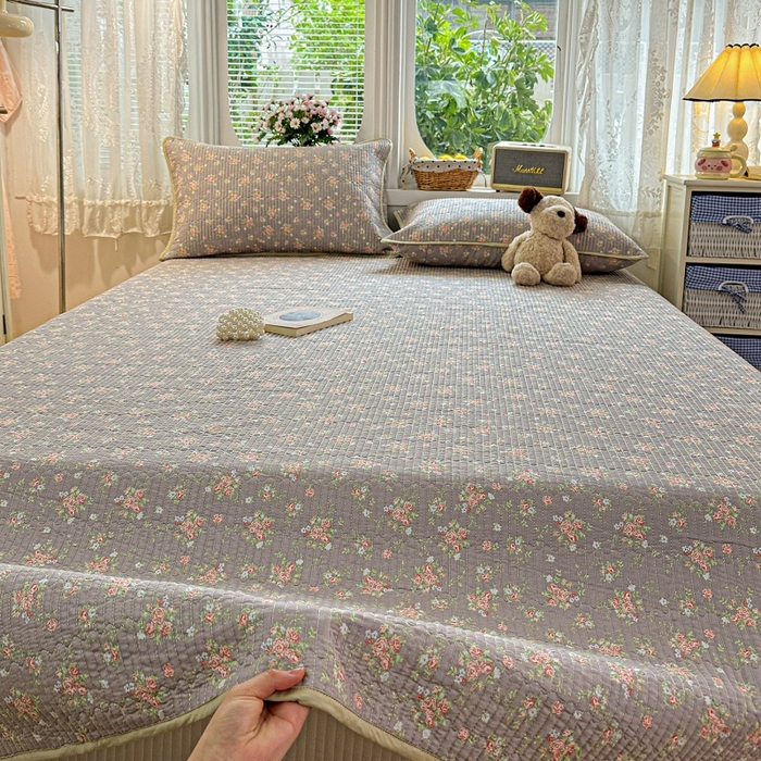 91家纺网 家纺一手货源 找家纺 （总）文黛家居 2026新款全棉双层纱床盖款三件套