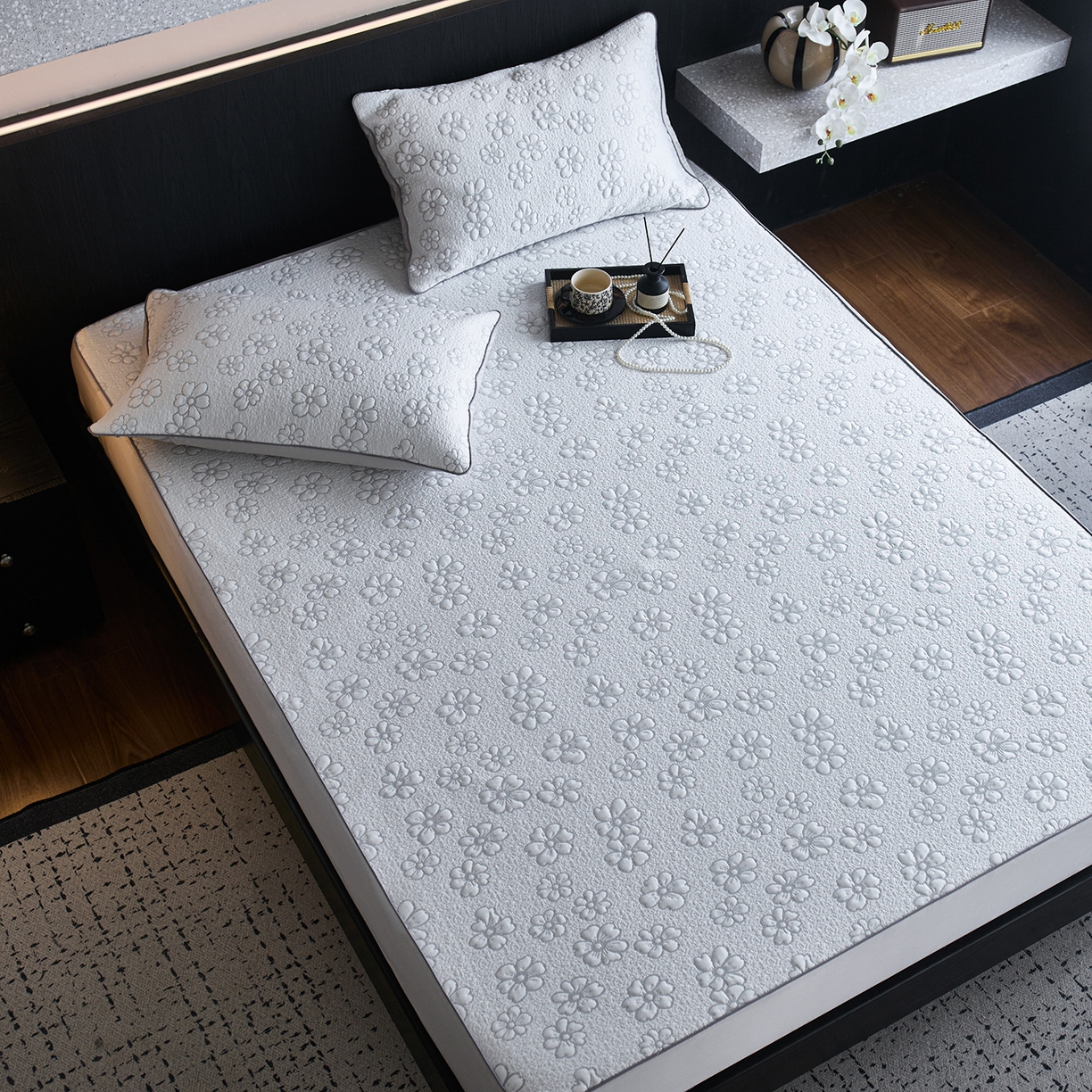 91家纺网 家纺一手货源 找家纺 （总）安莱生活 2026新品A类“冰糕”高分子PE550D床笠款（含银丝款）三件套凉席第二批