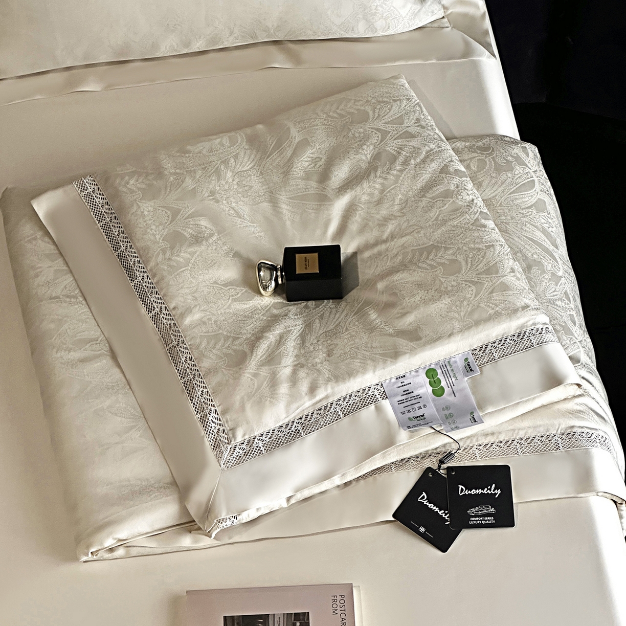 91家纺网 家纺一手货源 找家纺 （总）南通朵美纺织品有限公司 2026新款100支天丝镂空提花斐庭系列夏被四件套