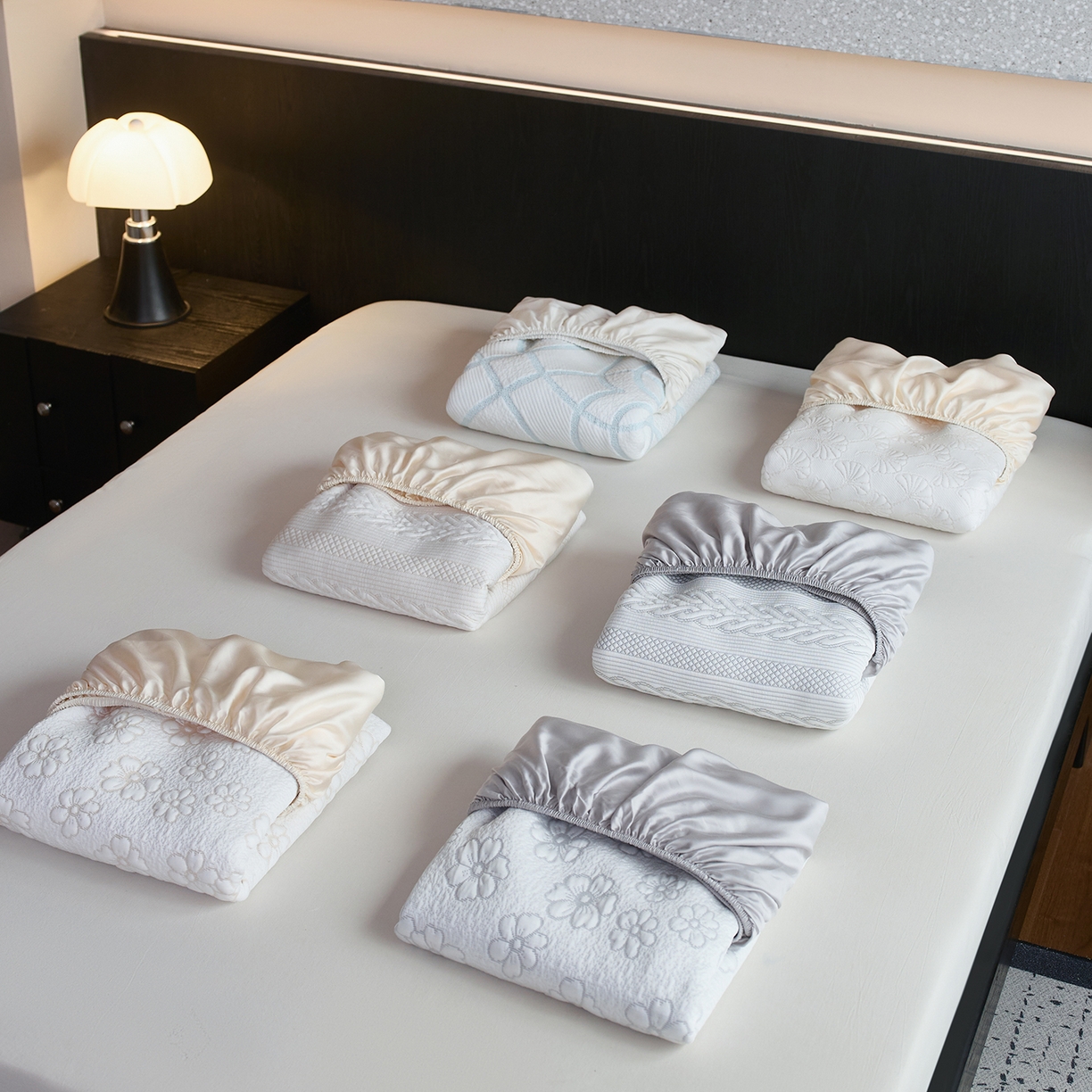 91家纺网 家纺一手货源 找家纺 （总）安莱生活 2026新品A类“冰糕”高分子PE550D床笠款（含银丝款）三件套凉席第二批