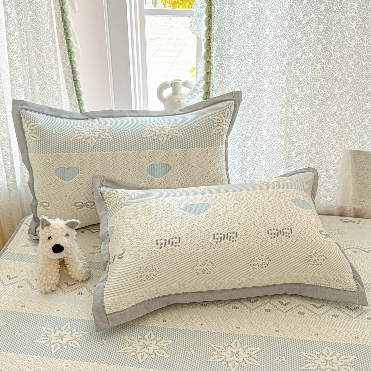 91家纺网 家纺一手货源 找家纺 川悦生活 2026新款凉豆豆提花凉席床笠款 床笠费尔冰雪