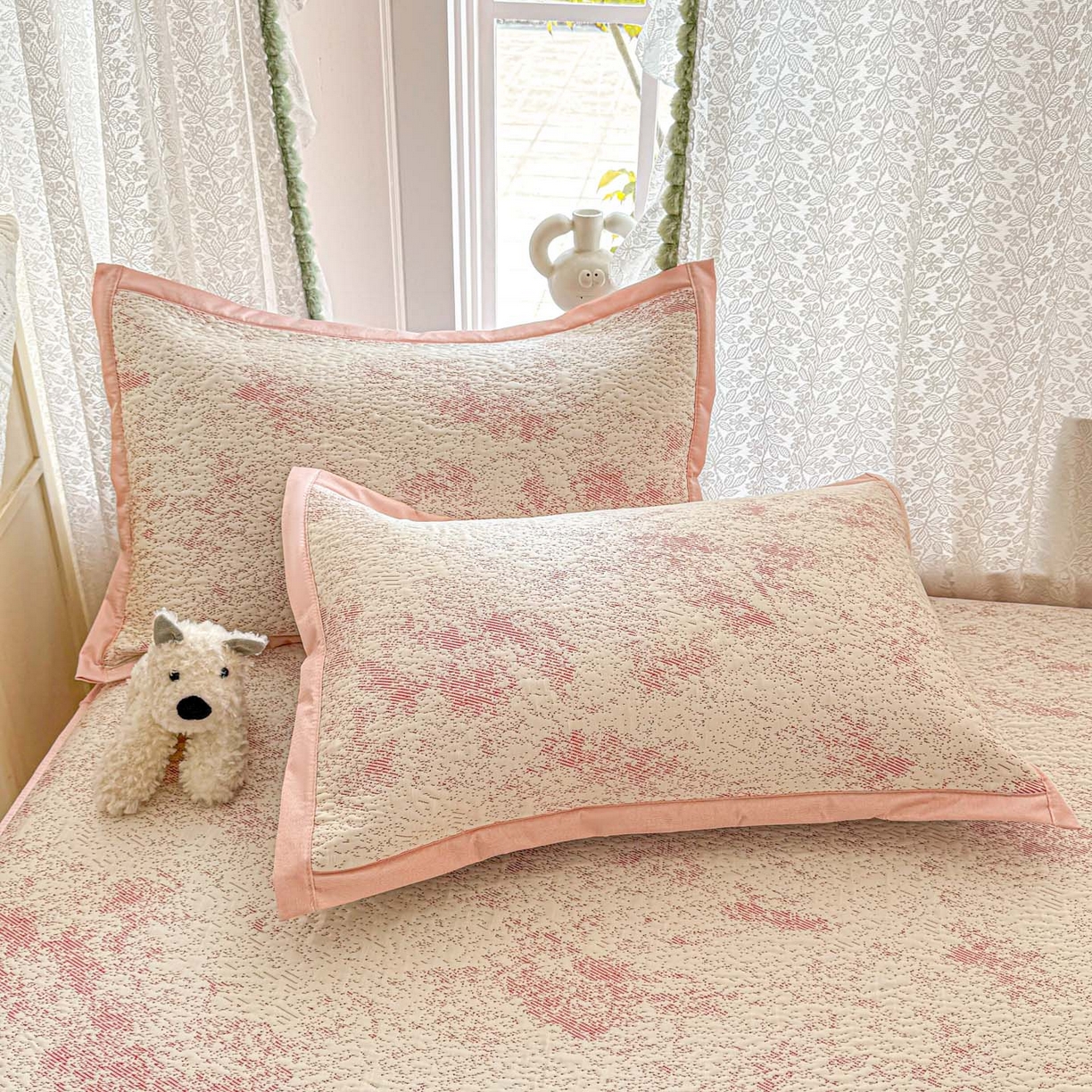 91家纺网 家纺一手货源 找家纺 川悦生活 2026新款凉豆豆提花凉席床笠款 床笠尼尔-粉