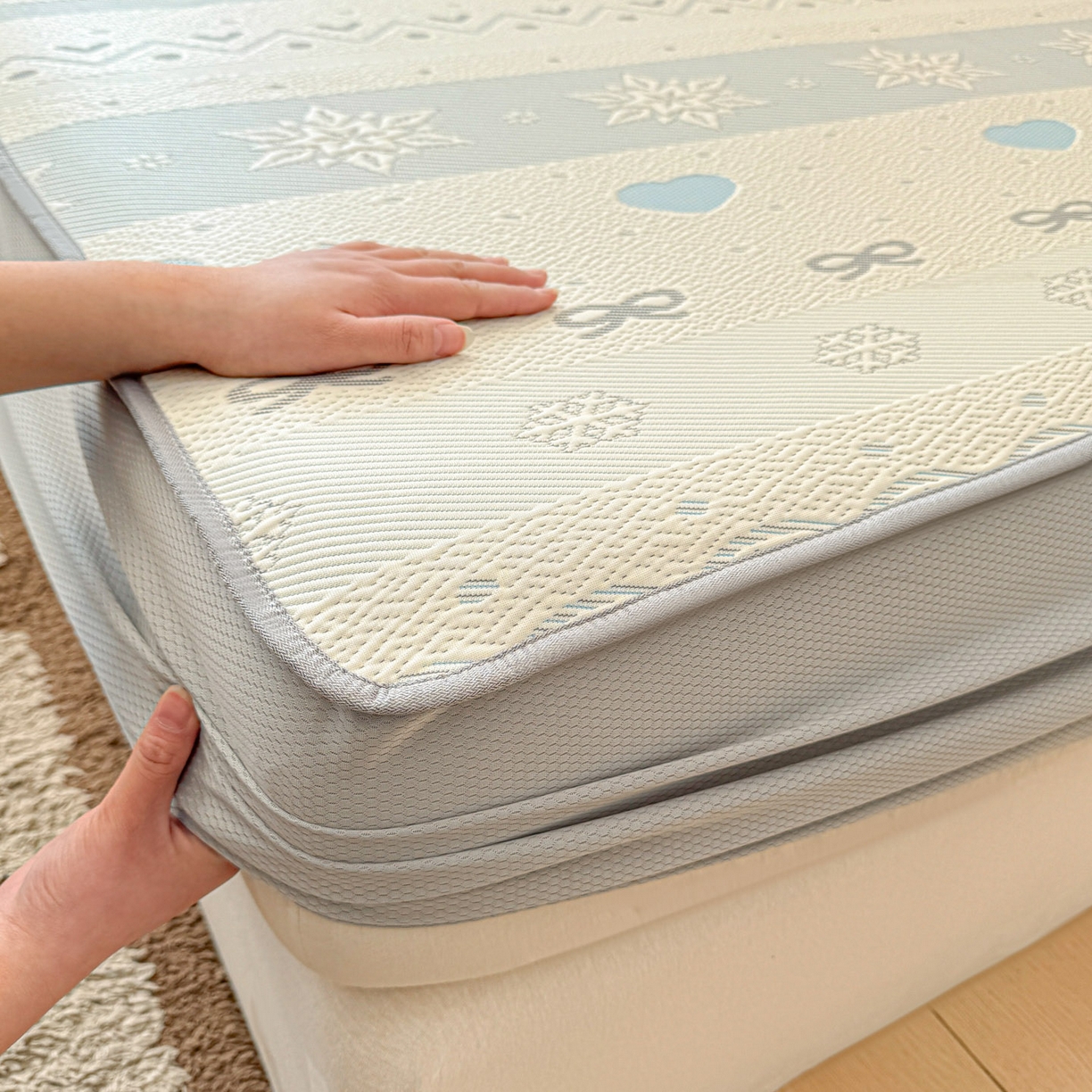 91家纺网 家纺一手货源 找家纺 （总）川悦生活 2026新款凉豆豆提花凉席床笠款