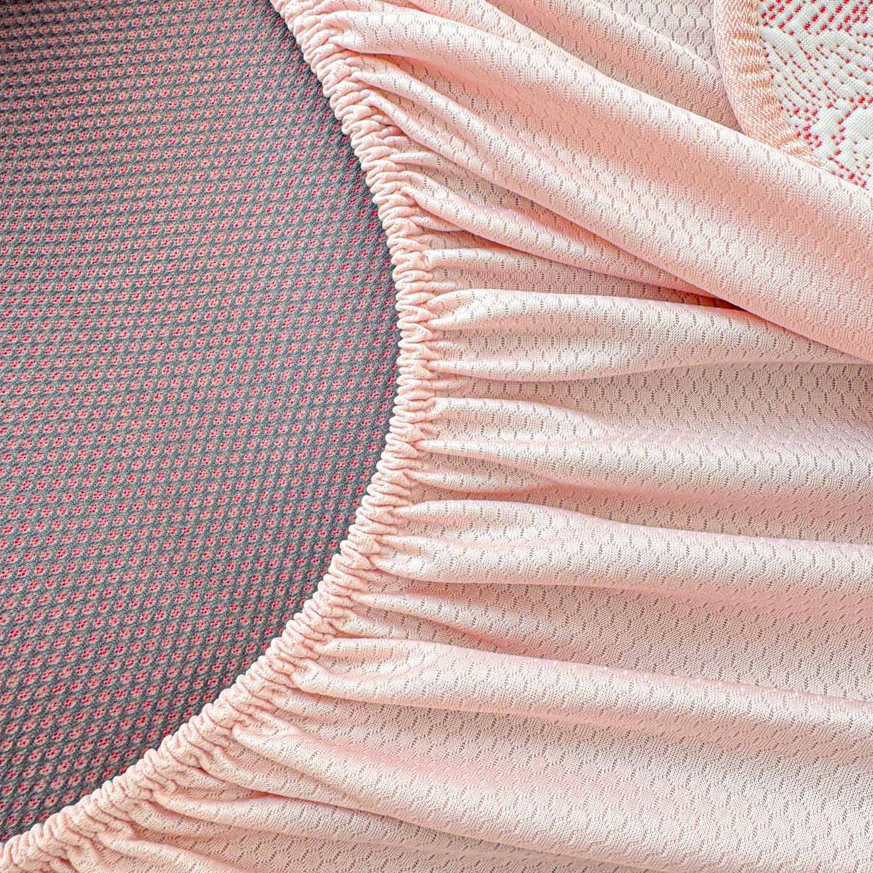 91家纺网 家纺一手货源 找家纺 川悦生活 2026新款凉豆豆提花凉席床笠款 床笠夏季岛屿-粉