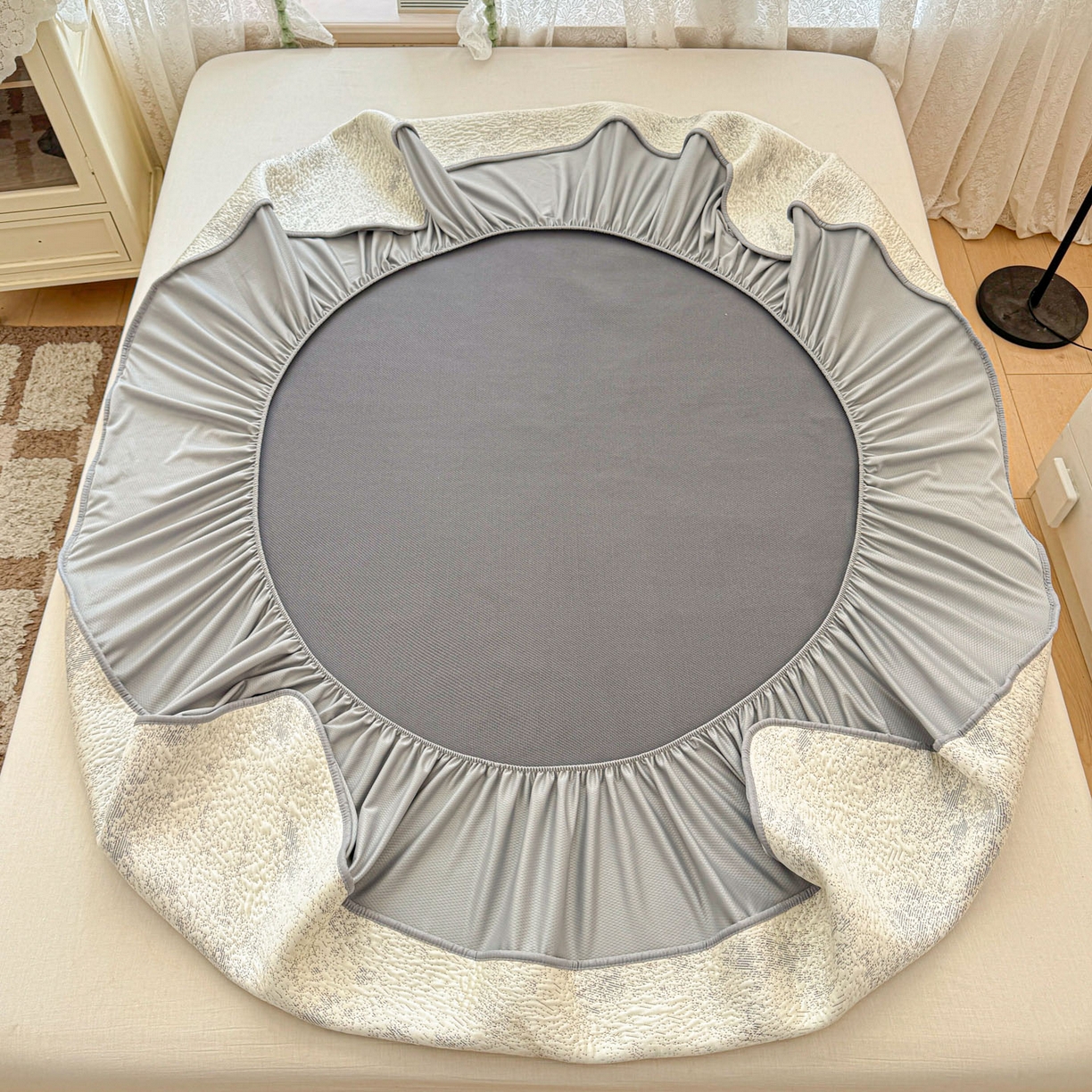 91家纺网 家纺一手货源 找家纺 川悦生活 2026新款凉豆豆提花凉席床笠款 床笠尼尔-星灰