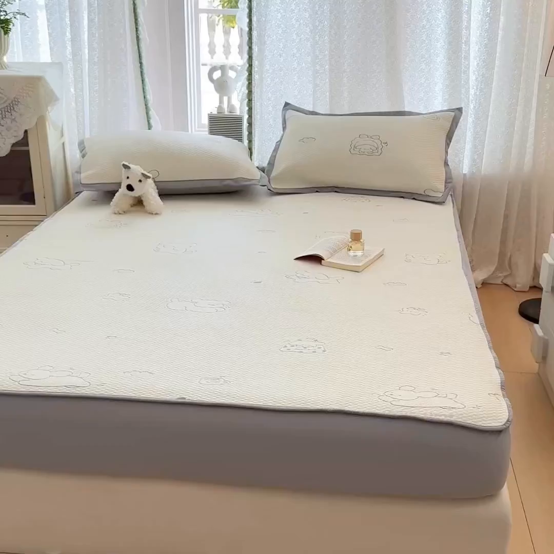 91家纺网 家纺一手货源 找家纺 川悦生活 2026新款凉豆豆提花凉席床笠款 床笠朴朴小旺