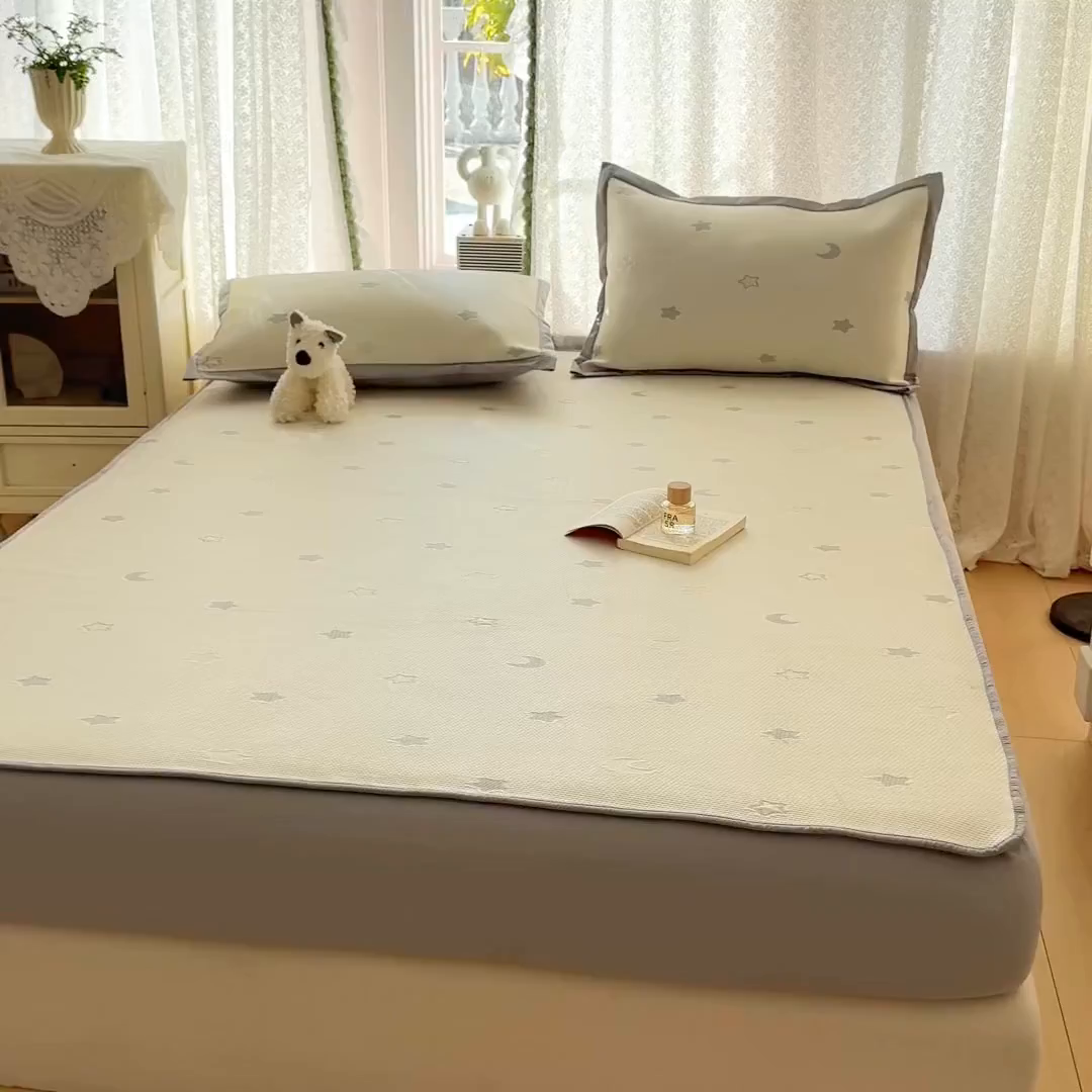 91家纺网 家纺一手货源 找家纺 川悦生活 2026新款凉豆豆提花凉席床笠款 床笠奶油星月