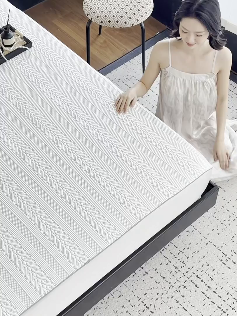 91家纺网 家纺一手货源 找家纺 安莱生活 2026新品A类“冰糕”高分子PE550D床笠款（含银丝款）三件套凉席第二批 素织-雾灰