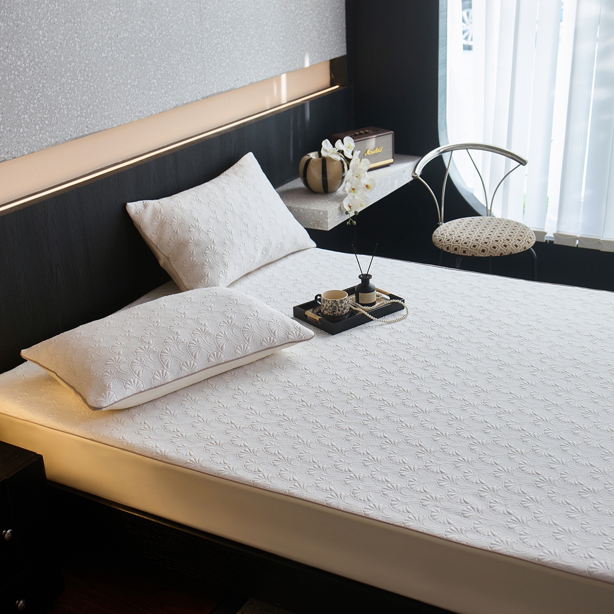 91家纺网 家纺一手货源 找家纺 安莱生活 2026新品A类“冰糕”高分子PE550D床笠款（含银丝款）三件套凉席第二批 杏叶