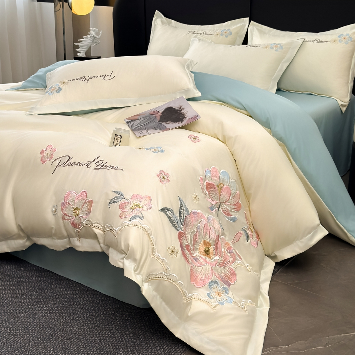 91家纺网 家纺一手货源 找家纺 （总）色鬼布艺高端家居主号 2026新款水洗冰丝刺绣逐梦花园四件套